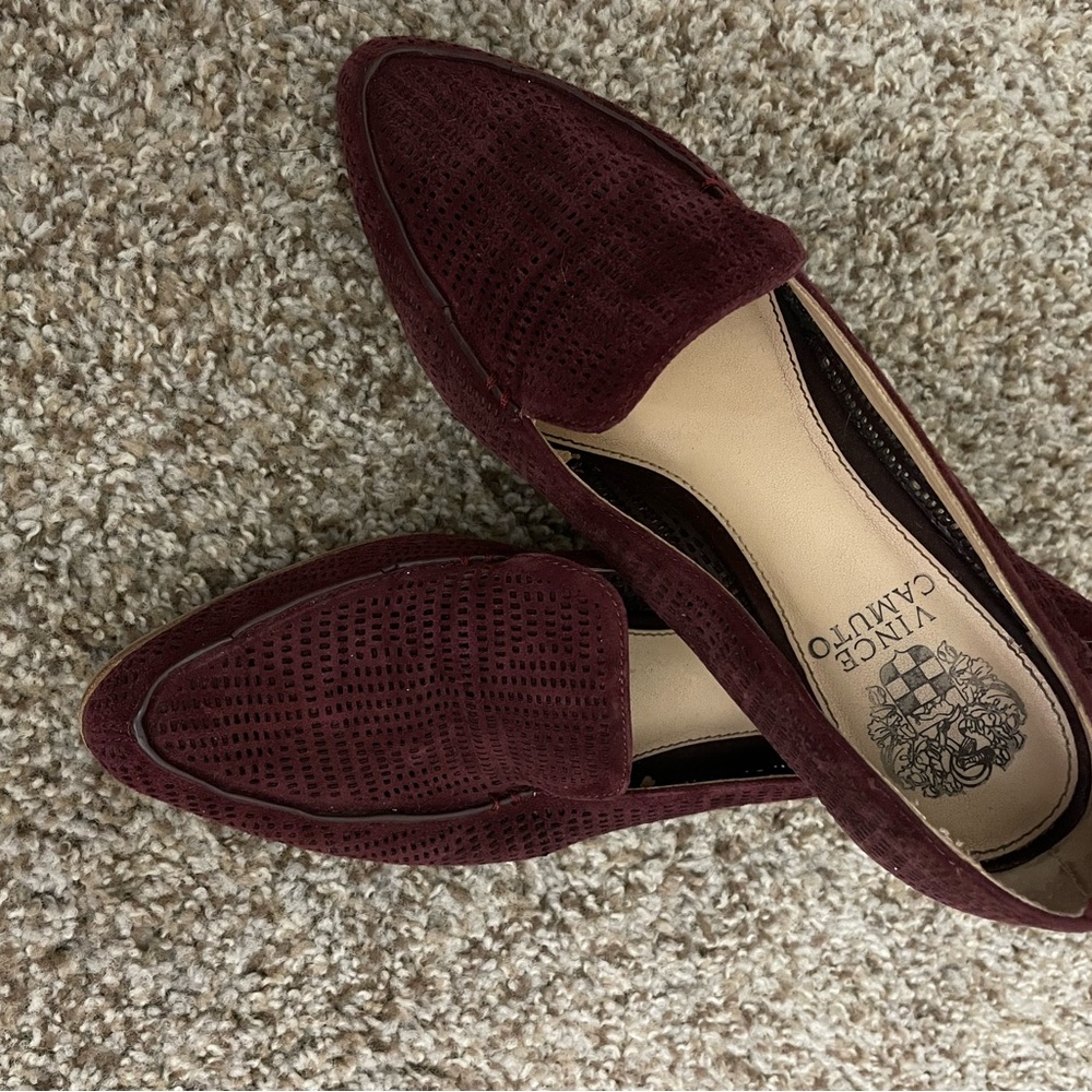 Vince Camuto Red Flats Suede Slip-On Kade Loafers
